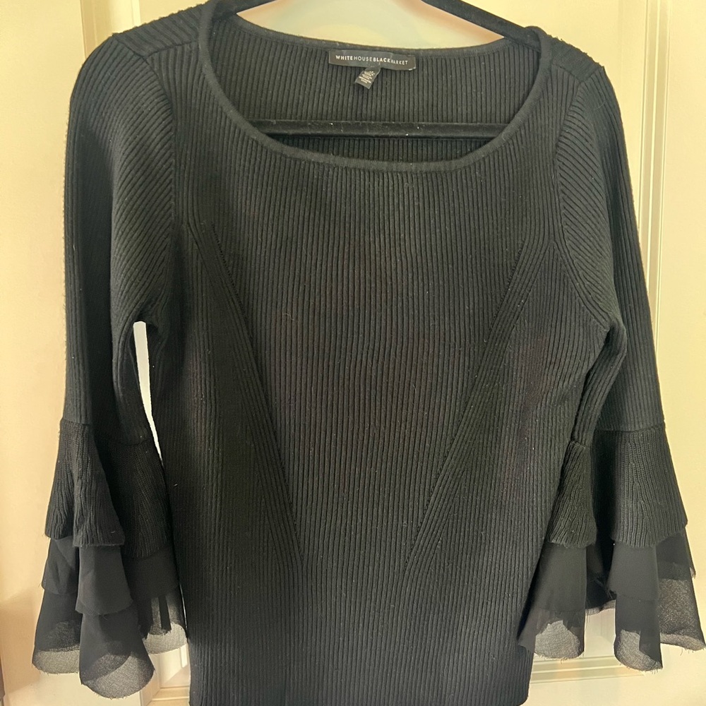 White House Black Market Ribbed Black Sweater